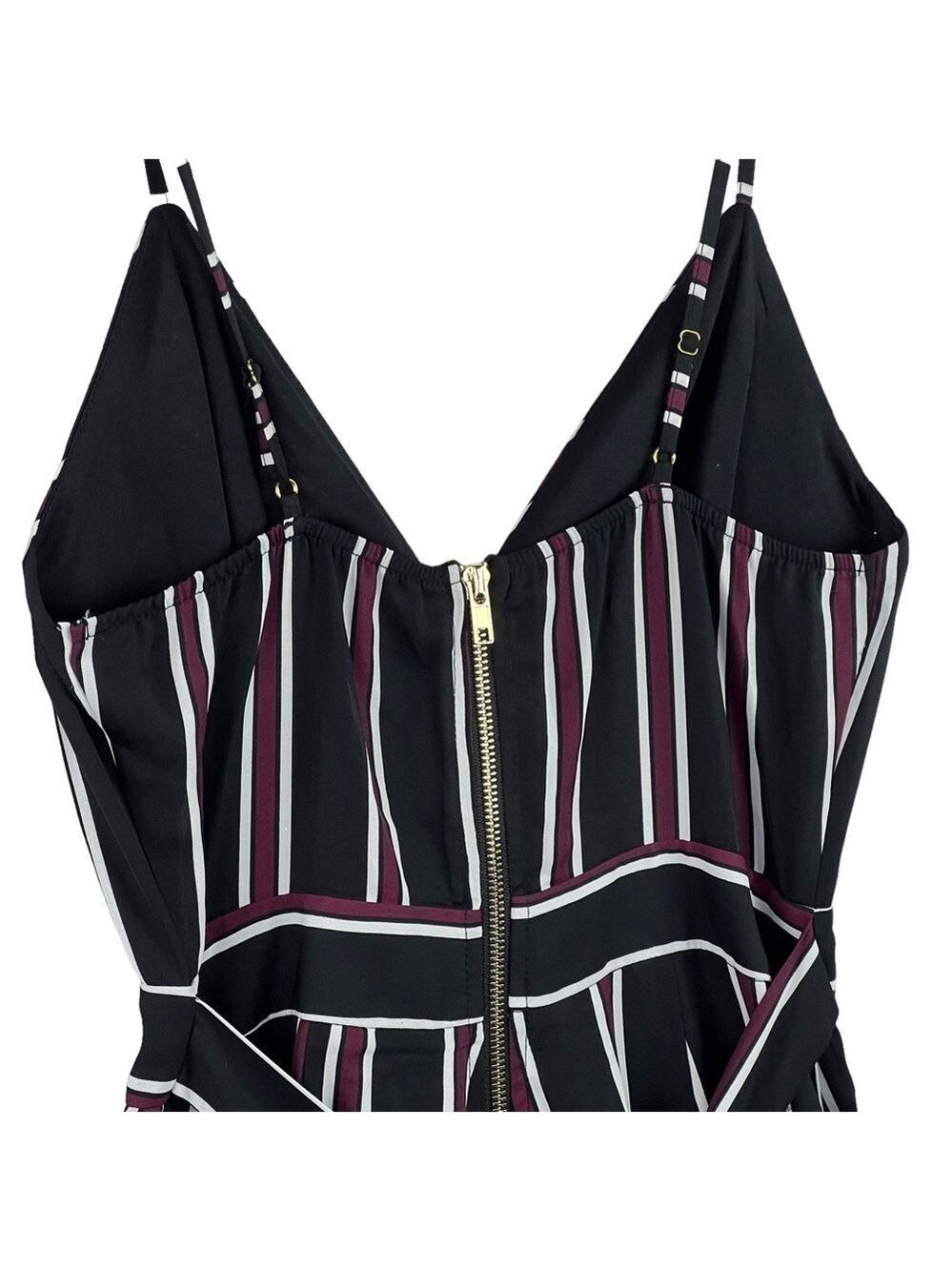 New-shop17 Vertical Striped Tie Back, Wide Leg, Flared, Strappy Jump Suit SM - Picture 7 of 12